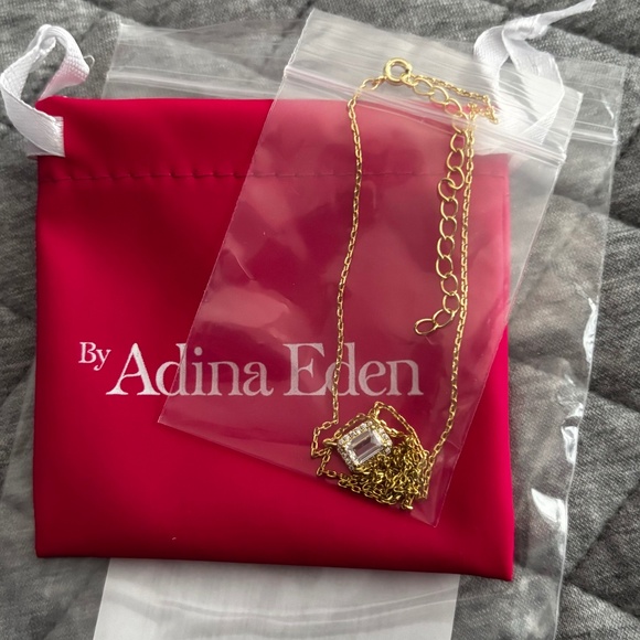 Adina Eden Jewelry - Adina Eden Pace Outline Solitaire Pendant Necklace